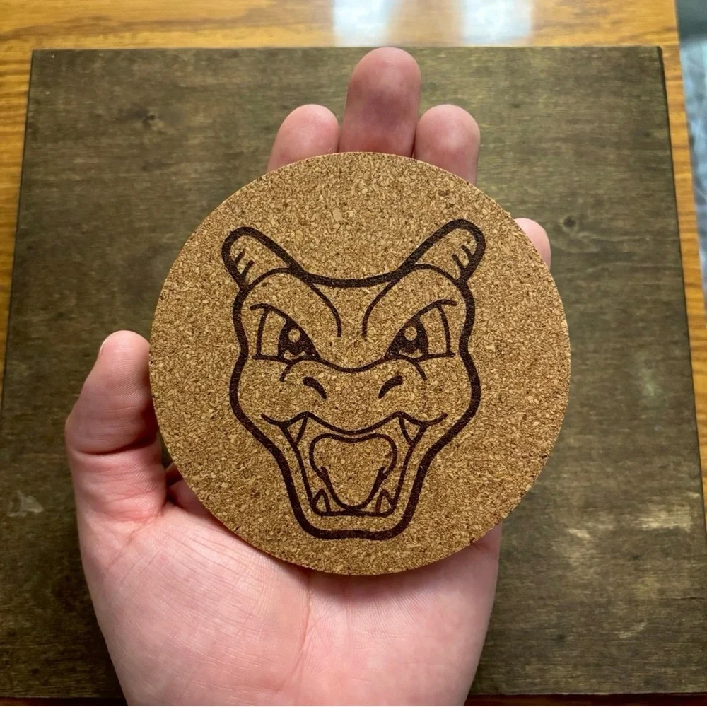 Pokemon Charizard Face Laser Engraved Cork Coaster